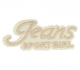 Термоаппликация "Jeans sport girl" бежевый 84х35мм LA569
